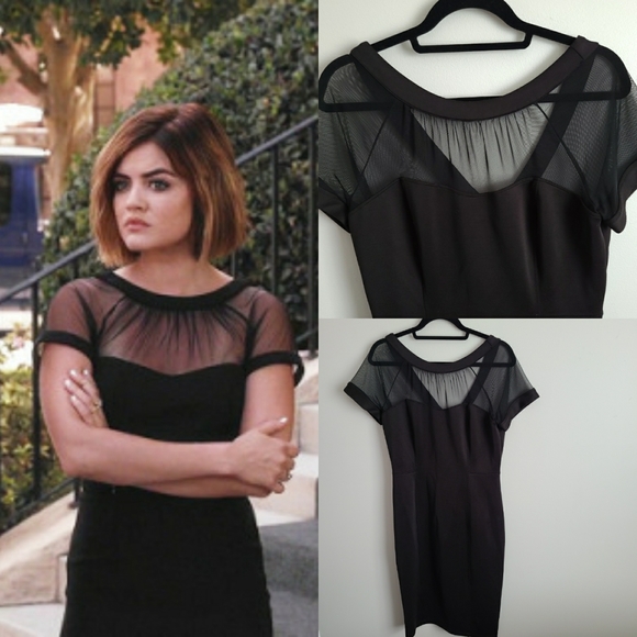 PLUS SIZE Black Illusion Yoke Sheath Dress Size 14 - Picture 1 of 5